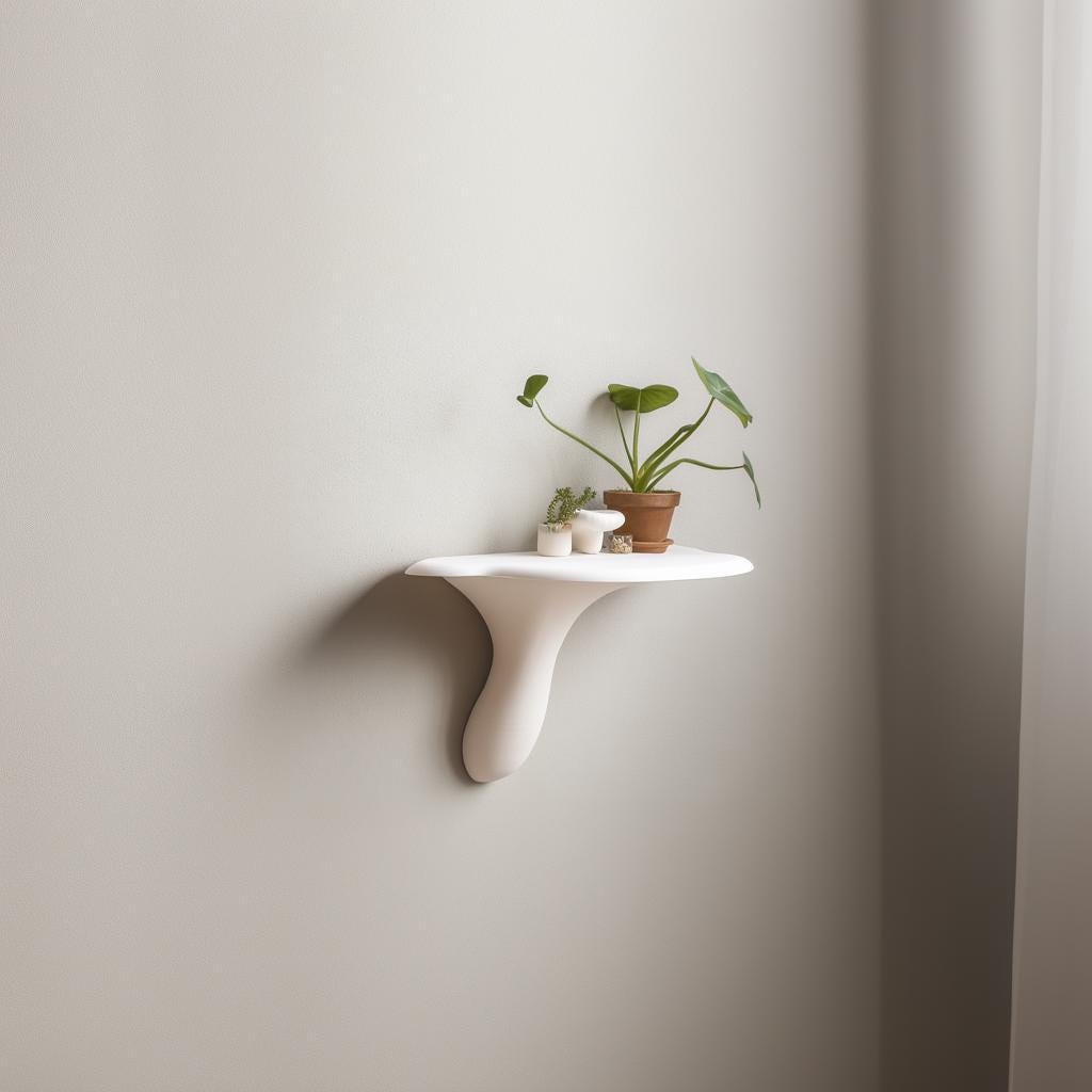 Minimalist Mushroom Wall Shelf | Artists Conk Inspired 3D Printed Shelf | Modern Organic Decor | White Floating Shelf for Plants Wall Accent