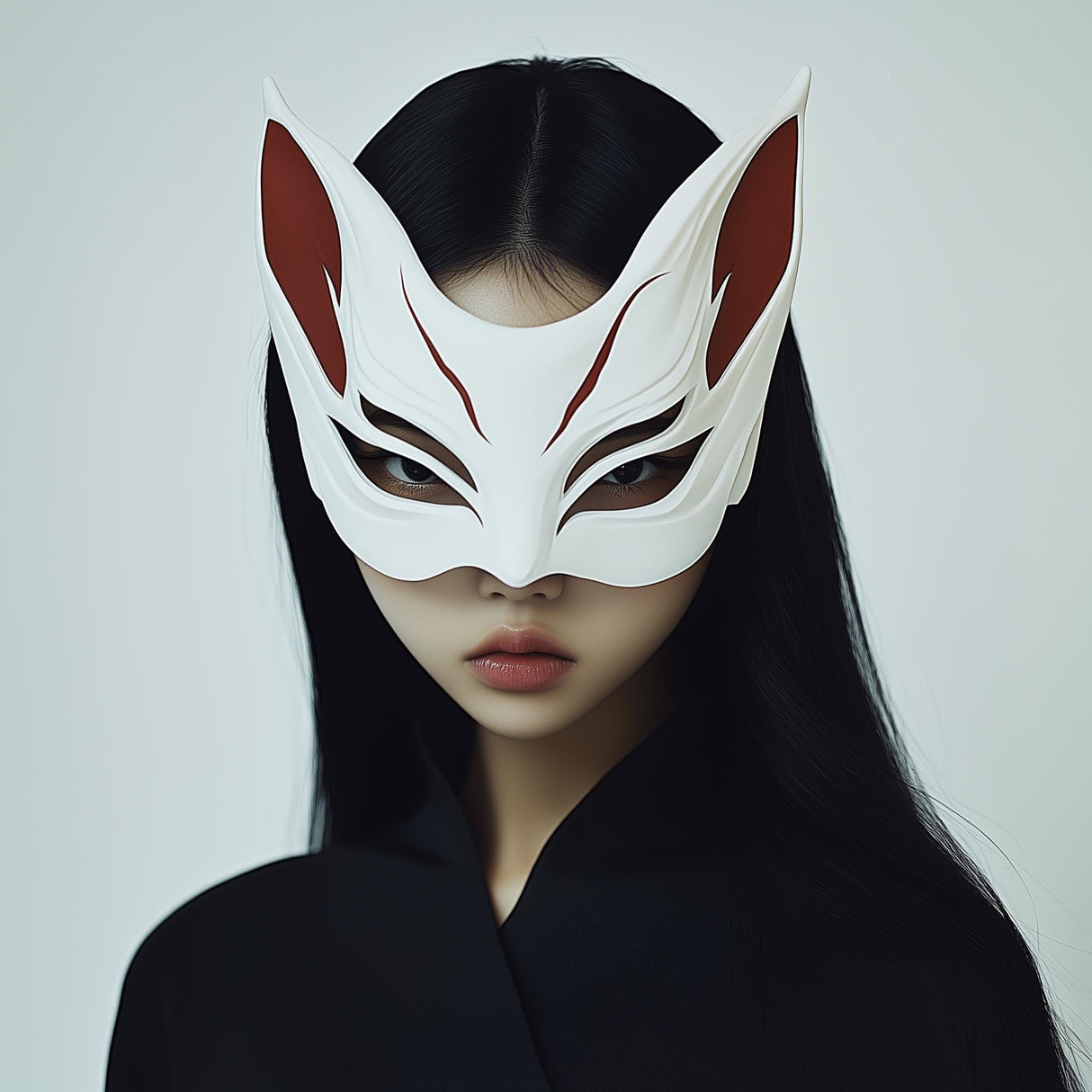 Japanese Fox Spirit Mask | Half Face Cosplay Mask | 3D Printed Samurai Warrior Mask