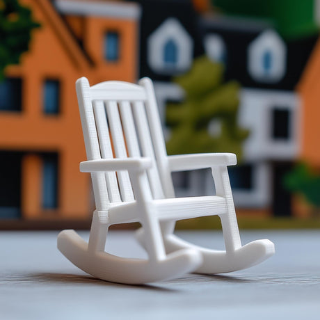 Miniature Rocking Chair | 3D Printed Dollhouse Furniture | 1:12 Scale Wooden-Style Rocker | Miniature Chair | DIY Dollhouse Decor Miniature