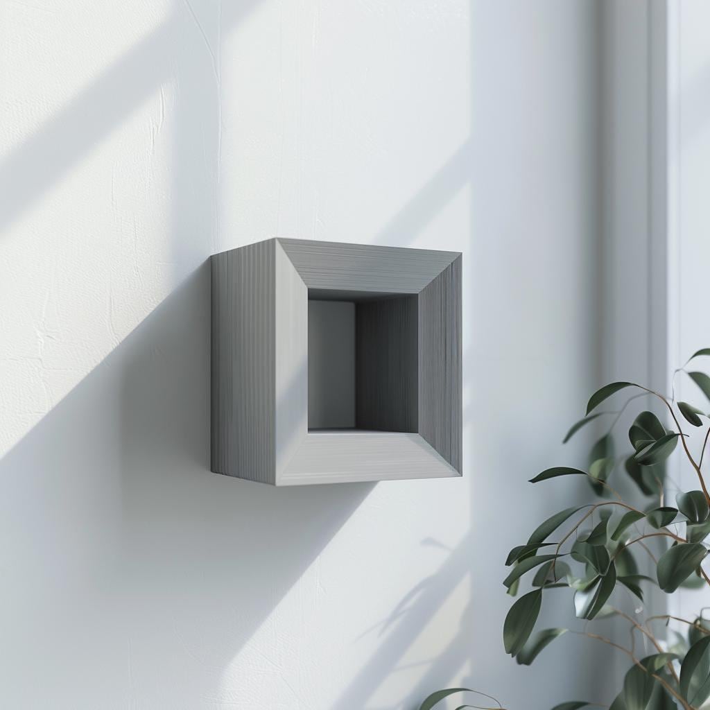 3D Printed Geometric Wall Shelf | Modern Minimalist Floating Shelf Design | Unique Square Shape Decor | Contemporary Home Wall Accent