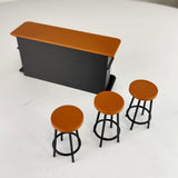 Miniature Bar Counter Set 1:12 Scale Dollhouse Bar | Tiny Bar Furniture Mini Bar Scene | Pub & Stools