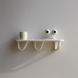 3D Printed Squiggle Friend Wall Shelf | Minimalist Character Floating Ledge with Curved Hooks | Playful Room Decor Accent for Cozy Home