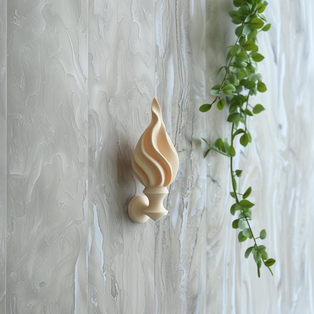 3D Printed Torch Wall Decor | Modern Minimalist Flame Sculpture | Unique 3D Printed Wall Art Accent for Contemporary Creative Home Interiors