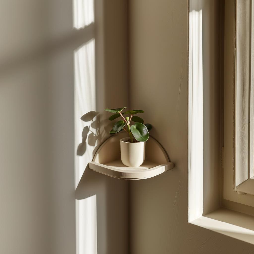 3D Printed Corner Wall Shelf | Minimalist Floating Plant Ledge | Modern Space Saving Display Accent for Cozy Contemporary Home Interiors