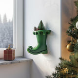 3D Printed Elf Boot Wall Vase Shelf | Whimsical Christmas Decoration | Festive Holiday Wall Decor Accent for Cozy Modern Homes & Kitchens