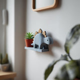3D Printed Dinosaur Wall Shelf | Cute Stegosaurus Floating Ledge for Kids | Playful Nursery and Children’s Room Wall Accent Decor Piece