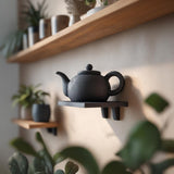 3D Printed Teapot Wall Shelf with Hidden Storage | Modern Kitchen Decor Accent for Tea Lovers, Entryway Keys and Small Treasures Organizer