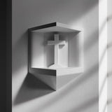3D Printed Prayer Wall Shelf | Minimal Cross Niche Floating Shrine | Modern Home Prayer Decor Accent for Cozy Hallway and Living Room Decor