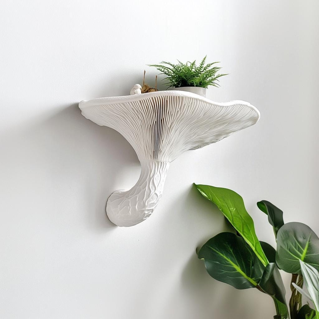 Honey Mushroom Wall Shelf | 3D Printed Shelf Inspired by Armillaria | Organic Fungi Decor | Sculptural Floating Shelf | Modern Mushroom Art