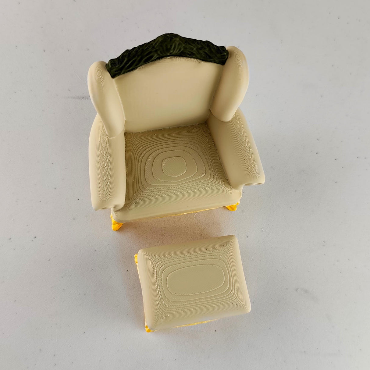 Dollhouse Victorian Armchair & Ottoman | 1:12 Scale Miniature Furniture | 3D Printed Elegant Dollhouse Chair