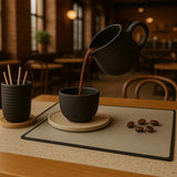 Floating Coffee Pour Sculpture | Black 3D Printed Coffee Art Optical Illusion Kitchen Decor | Coffee Lover Gift Barista Unique Coffee Bar