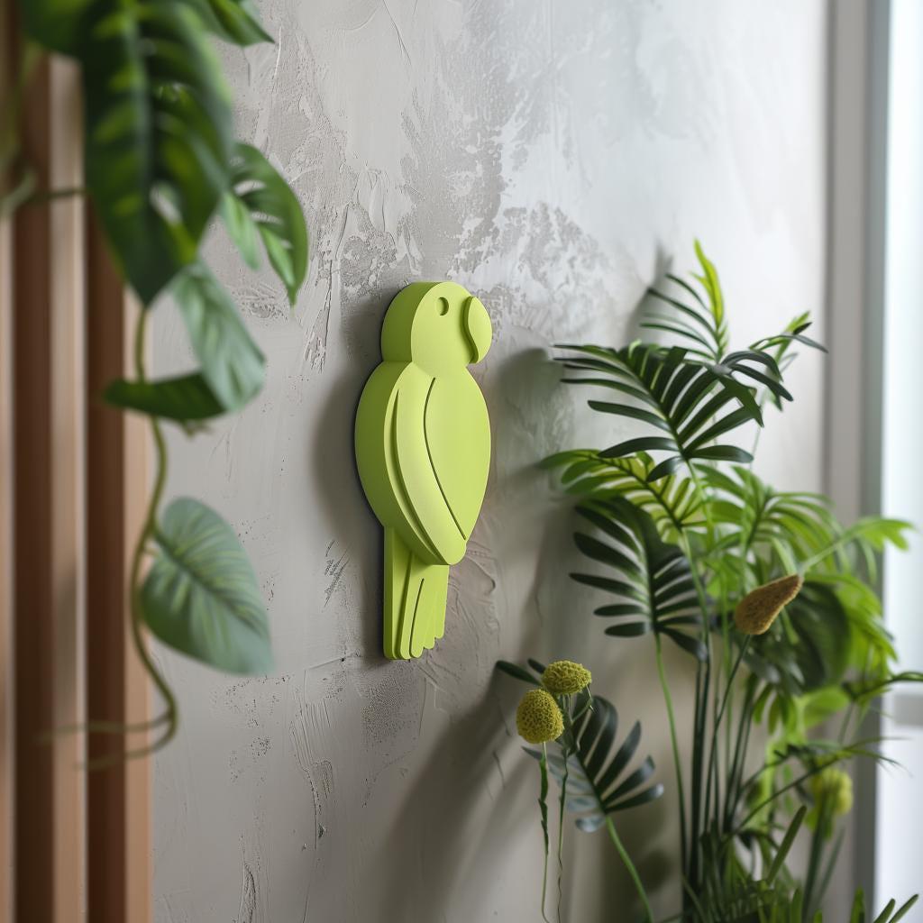 3D Printed Parrot Wall Decor | Modern Stylish Minimalist Tropical Bird Silhouette | Unique 3D Printed Wall Art for Contemporary Interiors