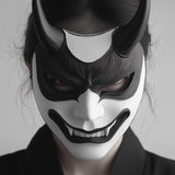 3D Printed Oni Mask | Japanese Demon Samurai Warrior Mask | Cosplay Fantasy Mask | Halloween Costume Mask | Noh Theater Mask | Samurai Mask