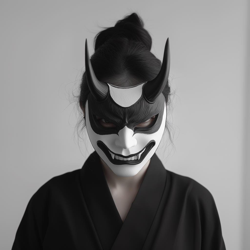 3D Printed Oni Mask | Japanese Demon Samurai Warrior Mask | Cosplay Fantasy Mask