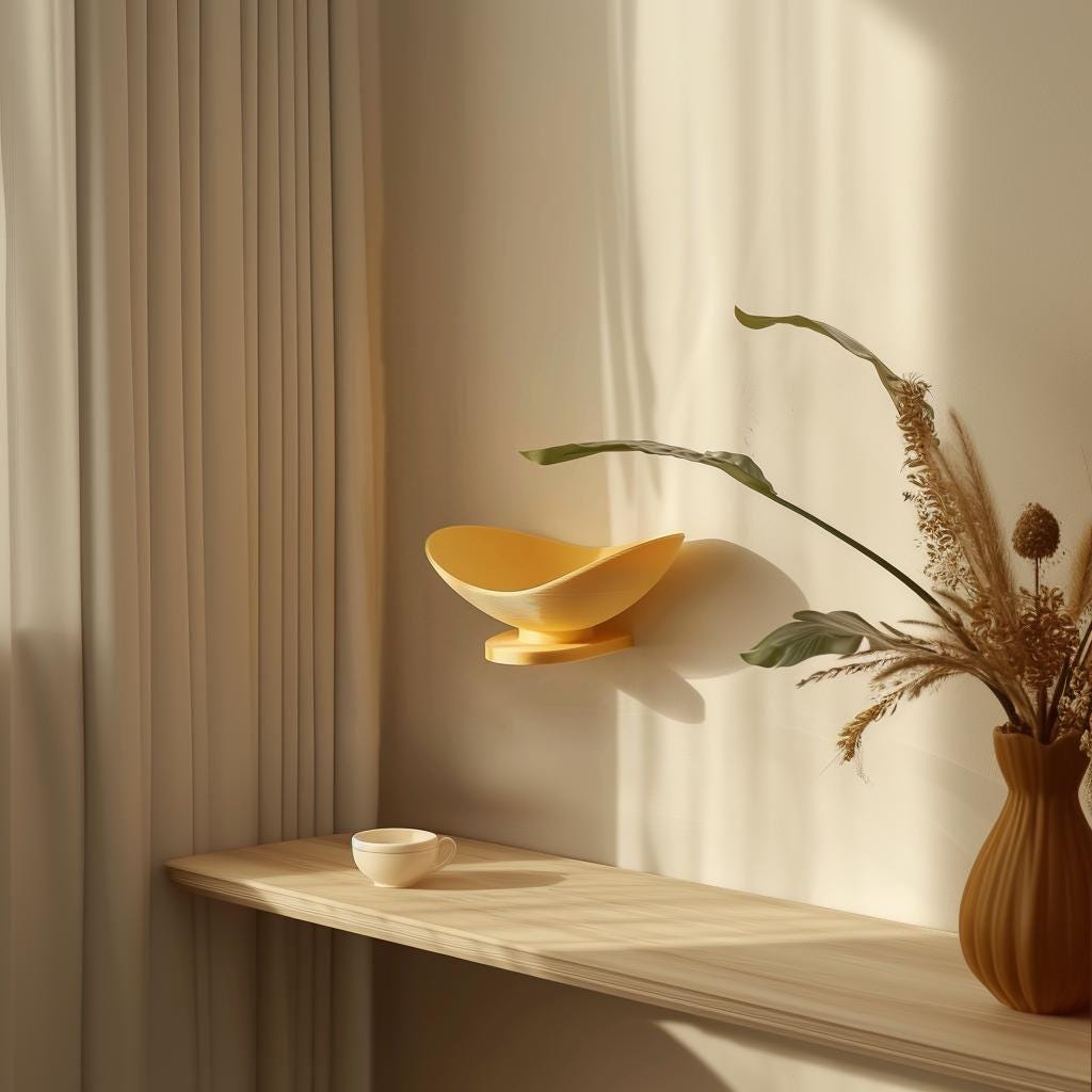 3D Printed Bowl Wall Shelf | Modern Sculptural Floating Shelf | Minimalist Wall Decor Accent for Contemporary Home Interiors and Offices