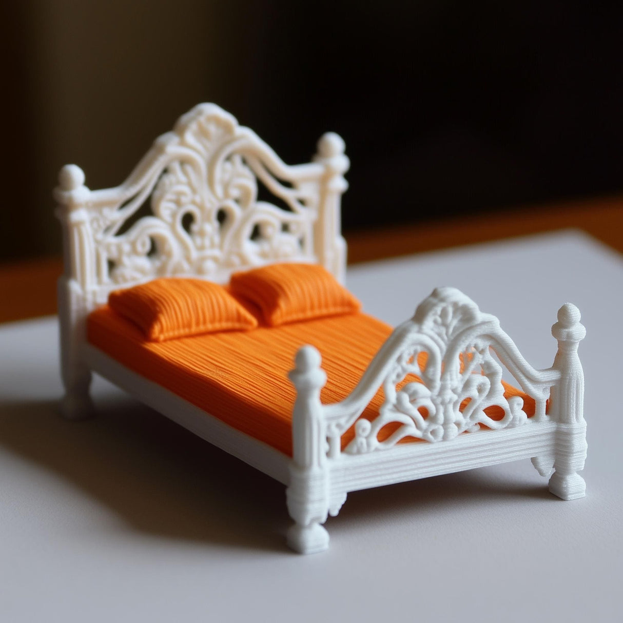Dollhouse Double Bed | 1:12 Scale Miniature Bed | French Style Miniature Furniture | Victorian Dollhouse Decor 3D Printed Dollhouse Bedroom