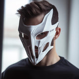 Futuristic White Cosplay Mask | Sci-Fi Warrior Mask | 3D Printed Costume Mask for Halloween, Cosplay, Masquerades, Photoshoots