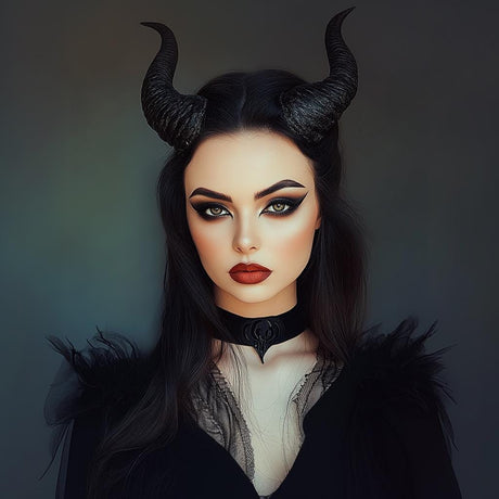 Gothic Demon Horns | 3D Printed Costume Horns | Cosplay Headpiece | Halloween Horns | Fantasy Cosplay Accessories | Black Devil Horn