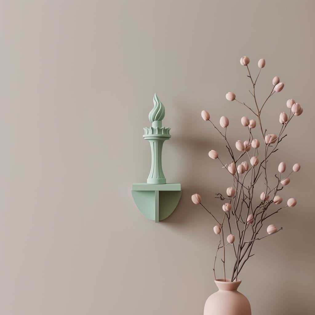 3D Printed Liberty Torch Wall Decor | Modern Minimalist Statue Inspired Sculpture for Living Room | Unique Symbolic Modern Home Accent Piece
