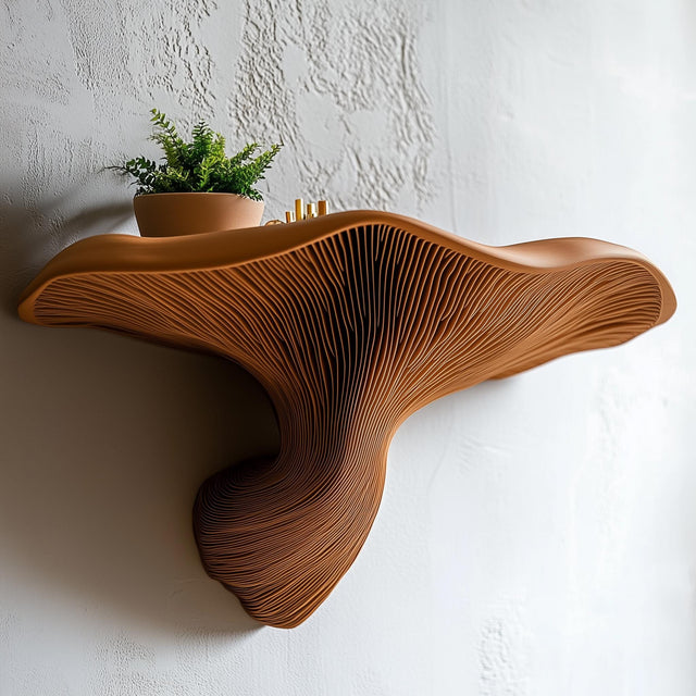 Fungi Floating Wall Shelf | 3D Printed Mushroom Organic Wall Decor | Nature Inspired Home Accent Modern Wall Mounted Shelf