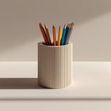 3D Printed Pencil Holder | Modern Ribbed Desk Organizer | Minimalist Pen Cup | PLA Plastic Holder | Office Decor | Unique School Gift
