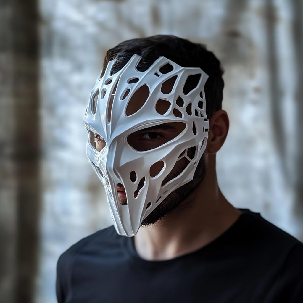 Biomorphic Cyberpunk Warrior Mask | 3D Printed Futuristic Skeleton Mask | Sci-Fi Cosplay Mask | Costume Mask | Abstract Fantasy Mask