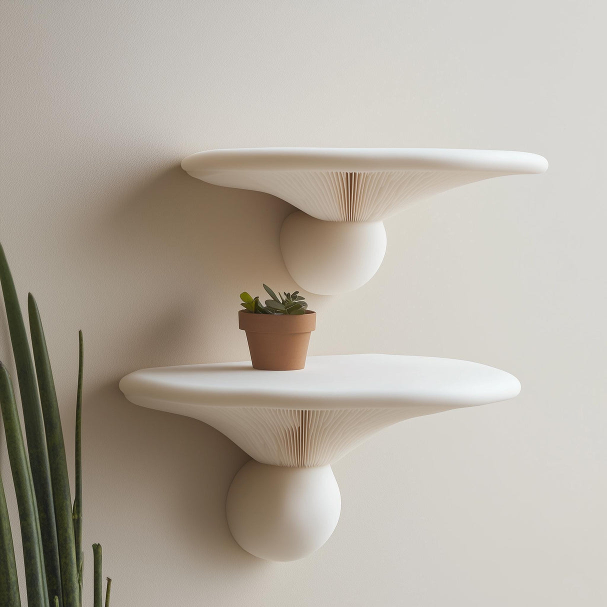 2x Mushroom Wall Shelves | Honey Mushroom Inspired 3D Printed Shelves | Sculptural Floating Shelf Pair | Minimalist Fungi Decor Wall Accent