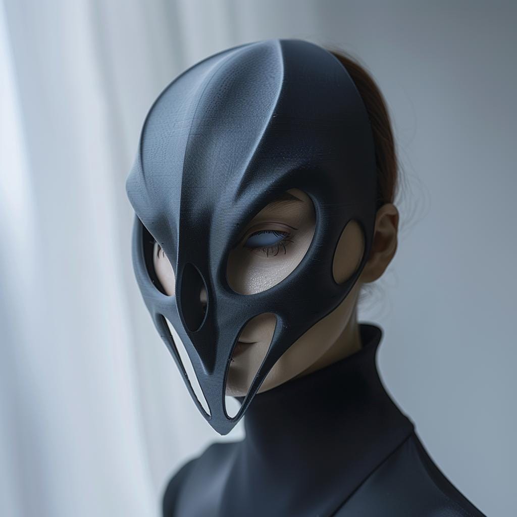 3D Printed Futuristic Mask | Gothic Sci-Fi Cosplay Mask | Modern Abstract Face Design | Unique 3D Print Art | Halloween Costume Prop