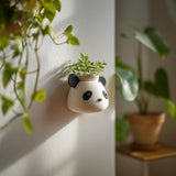 3D Printed Panda Wall Planter | Animal Face Hanging Pot for Nursery | Minimal Wall Decor for Modern Kids Rooms and Playroom Spaces at Home