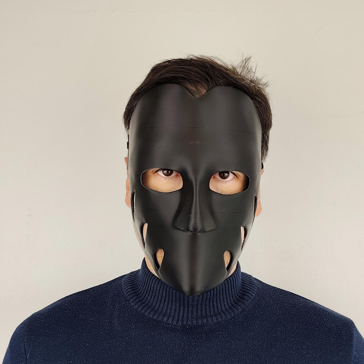 Black 3D Printed Face Mask | Lightweight Cosplay Mask | Horror Costume Mask | Halloween Accessory | Unique Gift for Him or Her