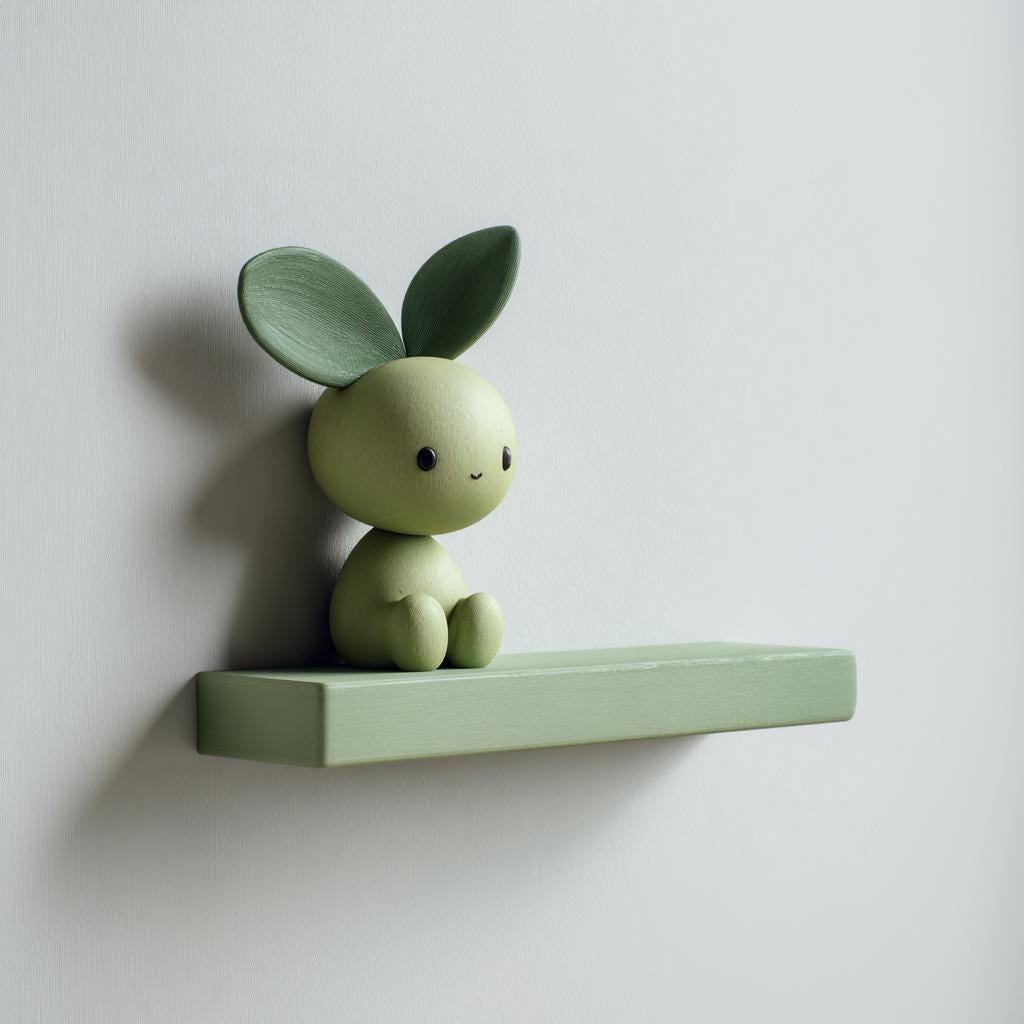 3D Printed Leaf Sprite Wall Shelf | Minimalist Character Floating Ledge | Nature Inspired Modern Room Decor Accent for Cozy Home Interiors