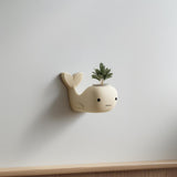 3D Printed Whale Wall Planter | Cute Kawaii Wall Mounted Pot | Minimal Ocean Nursery Decor Accent for Small Plants and Greenery