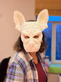 3D Printed Bulldog Mask | Modern Dog Face Sculpture | French Bulldog Cosplay Prop