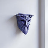3D Printed Fantasy Guardian Mask Wall Shelf | Gothic Stone Face Display Ledge for Dungeon Room, Gaming Setup, Medieval Wall Art Home Decor