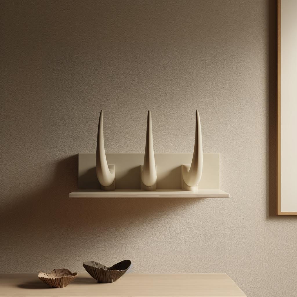 3D Printed Horn Wall Shelf Decor | Fantasy Floating Shelf with Horn Spikes | Modern Gothic Accent for Entryway, Hallway and Living Room