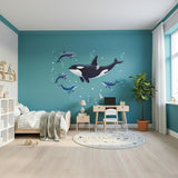 Whale Wall Decal | Ocean Nursery Decor | Dolphin Wall Sticker | Sea Life Mural | Kids Playroom Art