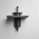 3D Printed Removable Sword Wall Shelf | Gothic Fantasy Floating Shelf | Unique Decorative Weapon Display for Game Room Decor & Office Walls