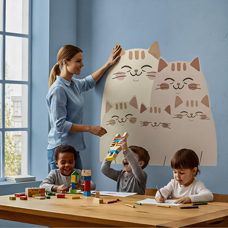 Cute Cat Family Wall Decal | Nursery Cat Stickers