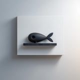 3D Printed Fish Wall Shelf | Minimal Submarine Inspired Floating Ledge | Ocean Theme Decor Accent for Cozy Bedroom Gaming Room Home Office