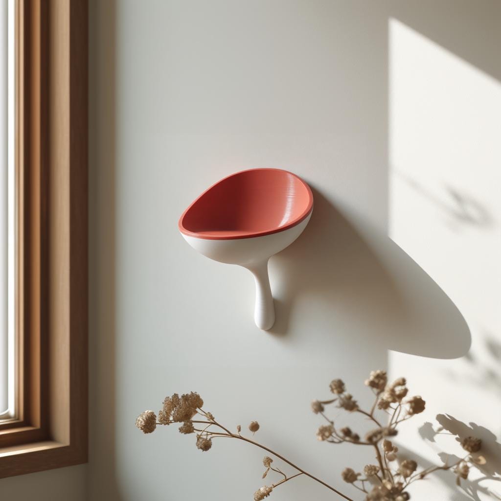 3D Printed Scoop Wall Shelf | Minimal Floating Catchall Bowl | Cute Modern Entryway Key Holder Decor Accent for Hallway Office Home Bedroom