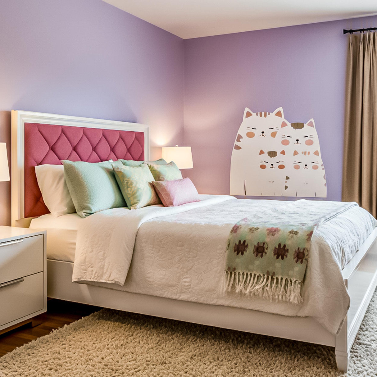 Cute Cat Family Wall Decal | Nursery Animal Sticker