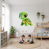 Cute 3D Sea Turtle Wall Decal | Nursery Ocean Decor | Kids Room Animal Sticker | Playroom Sea Life Art | Green Turtle Graphic