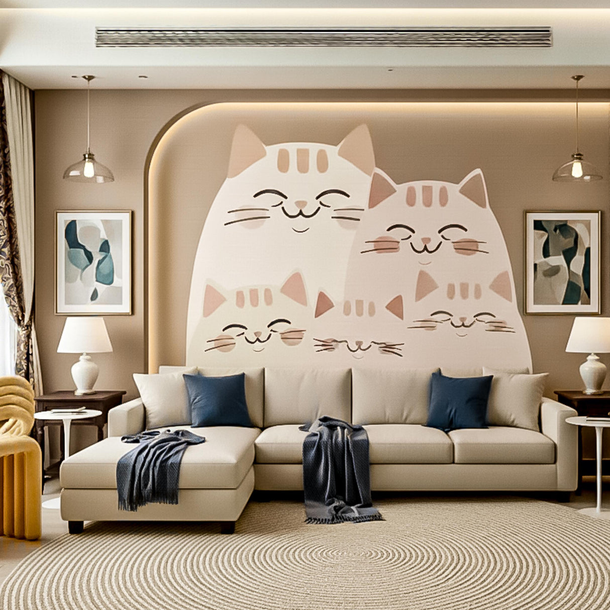 Cute Cat Family Wall Decal | Nursery Cat Stickers | Boho Kitten Wall Art | Kids Room Decor | Minimalist Pet Decal