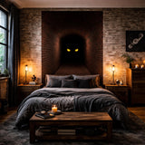 3D Mystery Tunnel Wall Decal | Dark Brick Hallway Mural | Spooky Eyes Door Wrap | Halloween Decor | Scary Monster Wall Art