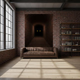 3D Mystery Tunnel Wall Decal | Dark Brick Hallway Mural | Spooky Eyes Door Wrap | Halloween Decor | Scary Monster Wall Art