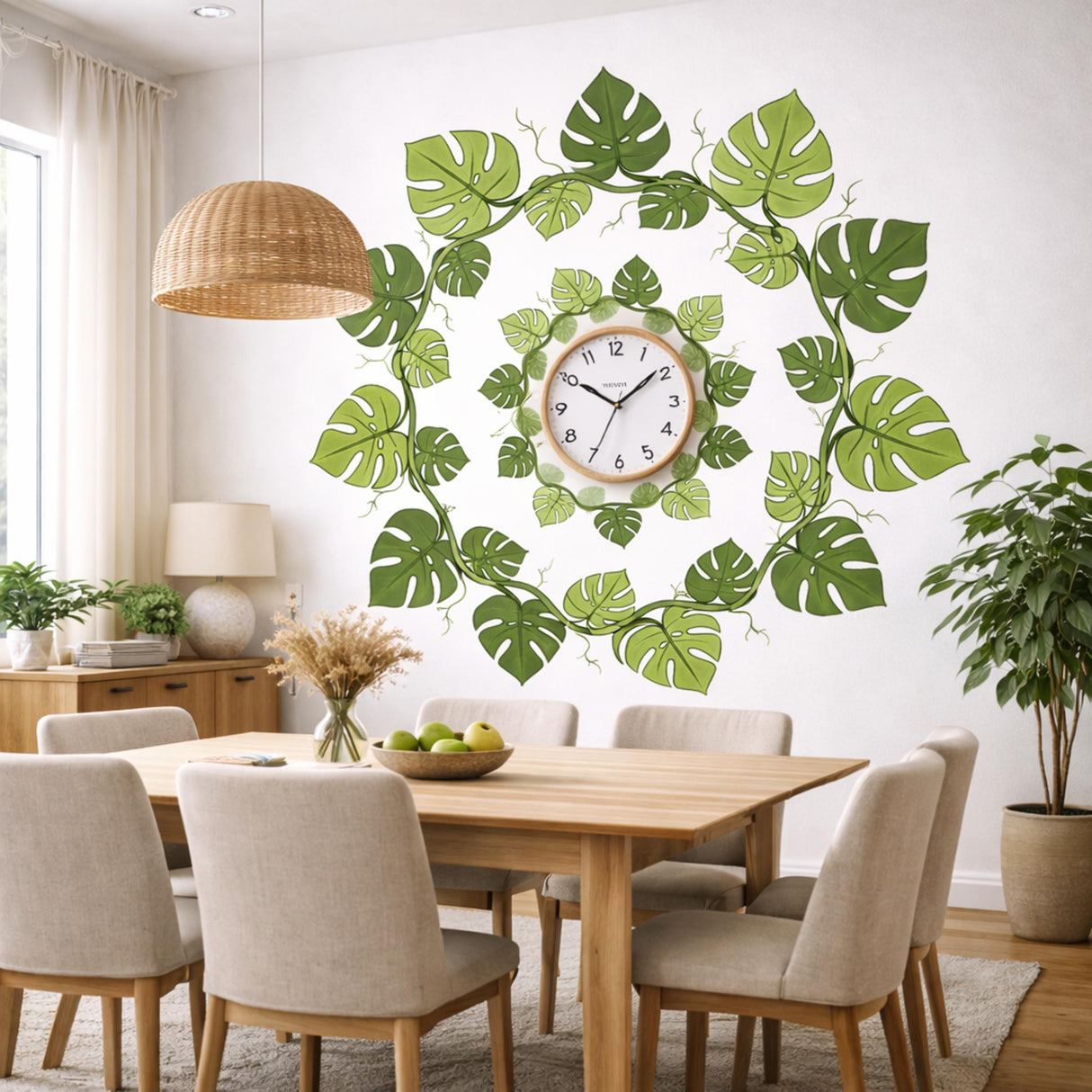 Monstera Leaf Wall Decal | Tropical Mandala Mural | Botanical Home Decor | Urban Jungle Wall Art | Swiss Cheese Plant Sticker | Green Leaf