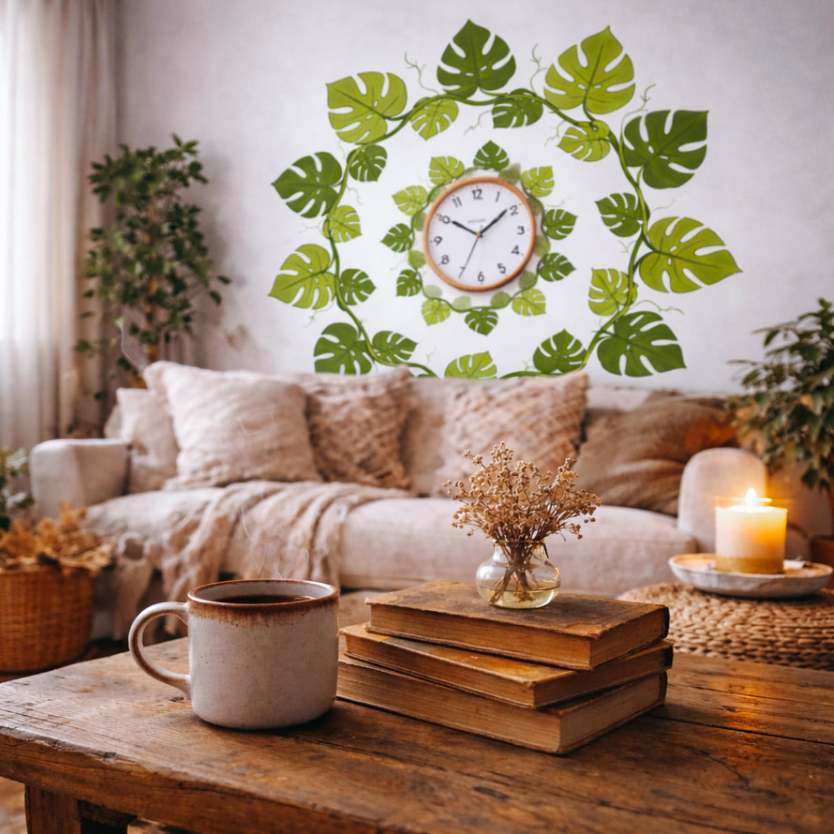 Monstera Leaf Wall Decal | Tropical Mandala Mural | Botanical Home Decor | Urban Jungle Wall Art | Swiss Cheese Plant Sticker | Green Leaf