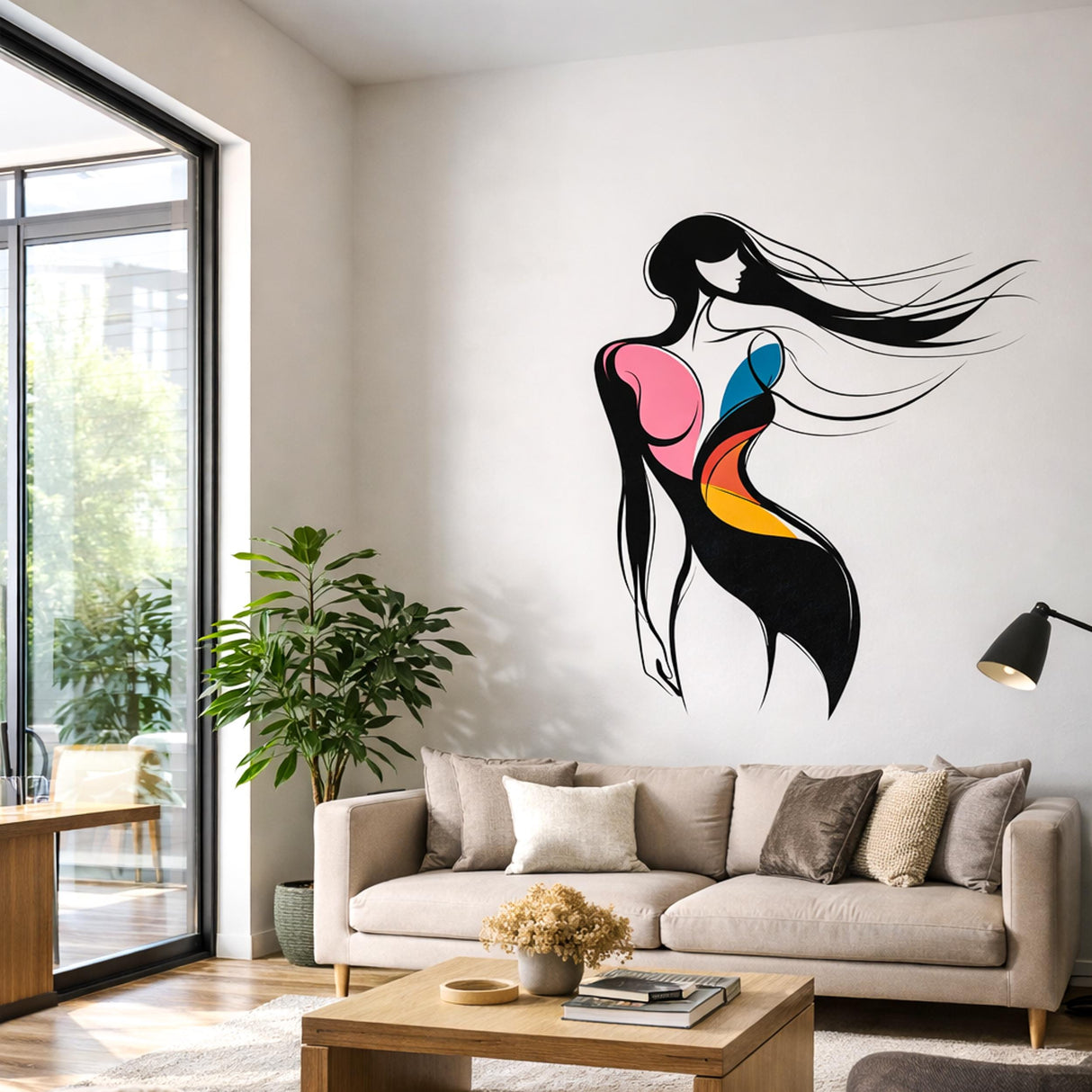 Abstract Woman Wall Art | Fashion Illustration Decal | Minimalist Female Line Art | Modern Home Decor | Salon Wall Sticker | Stylish Lady