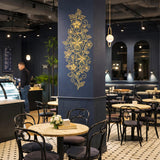 Vertical Gold Floral Wall Decal | Tall Flower Line Art | Elegant Botanical Door Decor | Minimalist Wall Sticker | Slim Floral Pillar Art