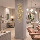 Vertical Gold Floral Wall Decal | Tall Flower Line Art